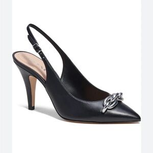 COACH Sadie Leather Slingback Pump Women's Size US 11 Black/Silver NWOT